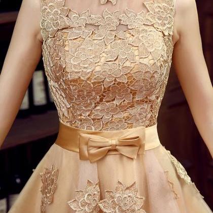 Mini Lace Prom Dress Customized Fashion O-neck..