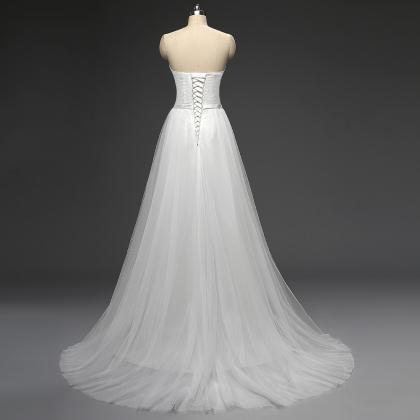 Simple Wedding Dress Dots Tulle A-line Bridal..
