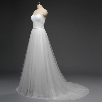 Simple Wedding Dress Dots Tulle A-line Bridal..