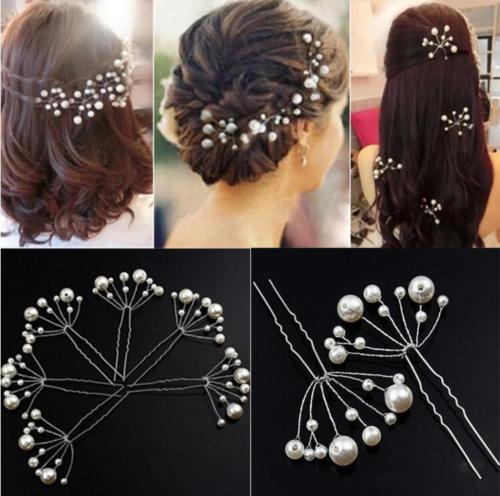 6 Pieces Bridal Hair Accessories Flowers Beads Bride Hair Pearl Pins