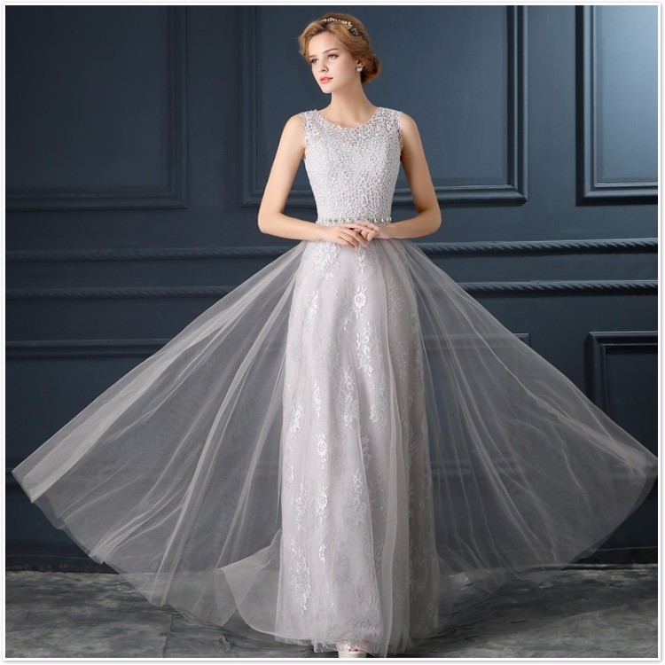 O-neck A-line Floor-length Vestido De Festa Longo Vintage Lace Crystal Evening Dress Zipper Back Robe De Soiree Prom Dresses